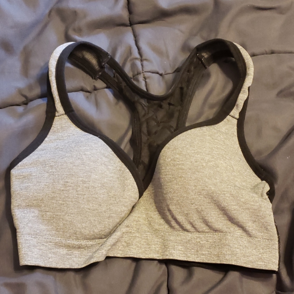 Padded Sports Bra Tank Style Black Grey